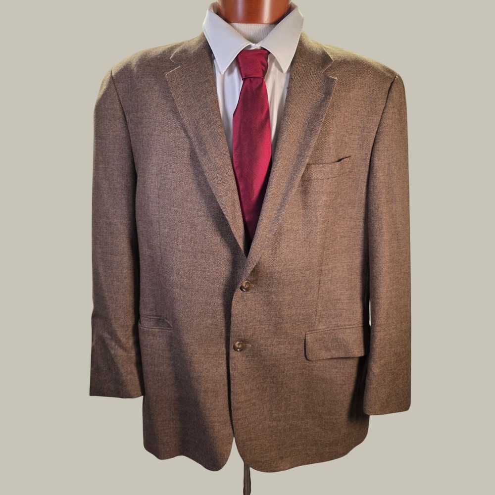Jos. A. Bank Blazer Mens 46R Brown Traveler Collection Wool Dadcore Streetwear